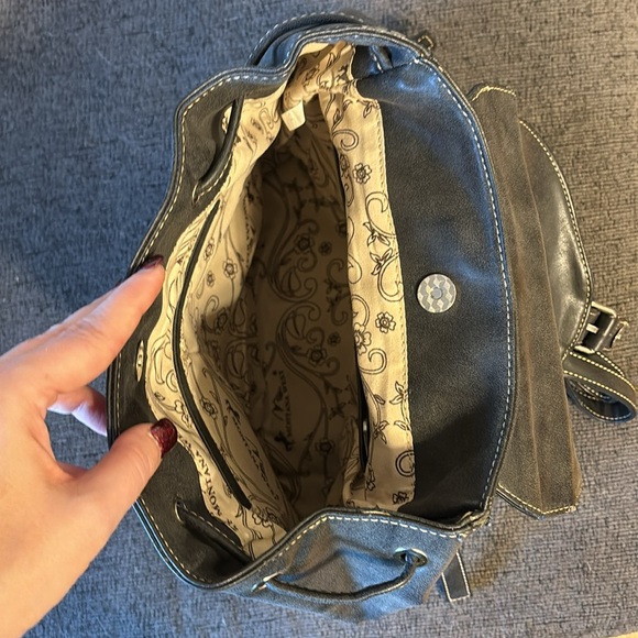 Montana West medium backpack purse, black and rhinestones with suede closure - Picture 3 of 3